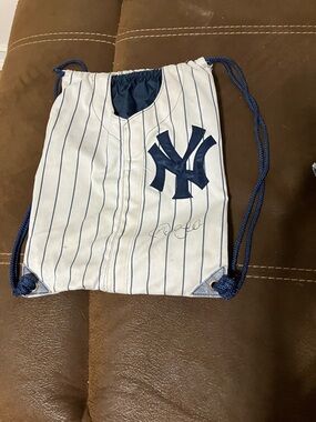 New York Yankees Pinstripe Drawstring Backpack - Navy & White